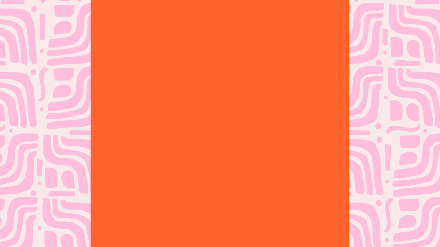 Bright orange background with abstract pink wavy patterns on both edges, creating a vibrant border design.
