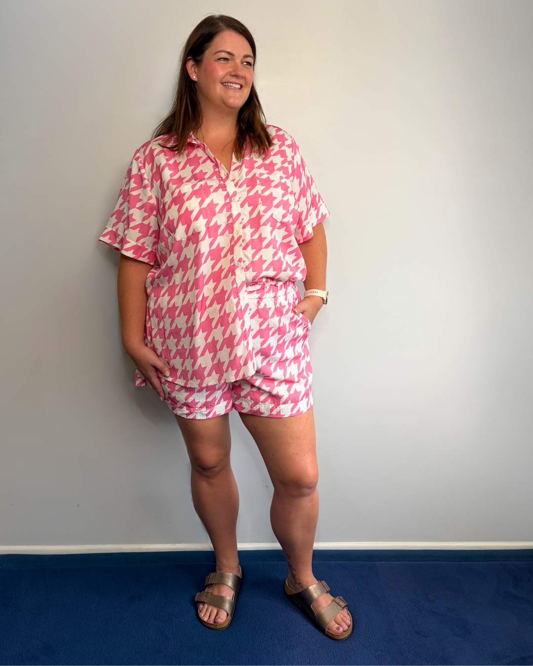 Emma Resort Shirt - Houndstooth