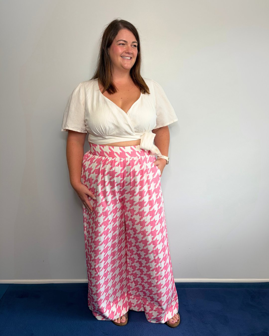 Natasha Palazzo Pant - Houndstooth