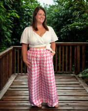 Natasha Palazzo Pant - Houndstooth